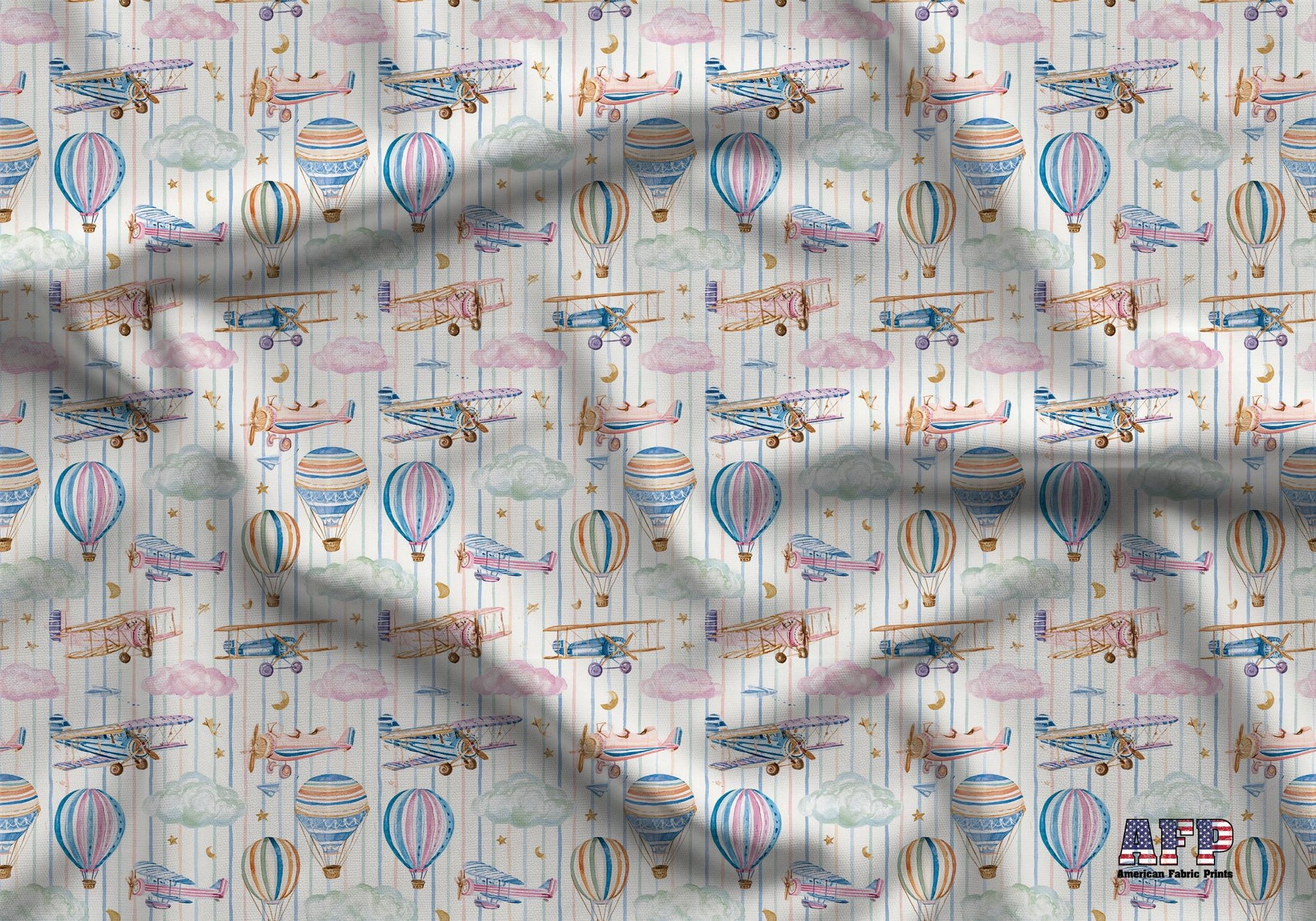 Preppy Sky Transportation Fabric - Shop now at American Fabric Prints
