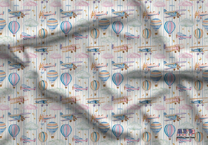Preppy Sky Transportation Fabric - Shop now at American Fabric Prints