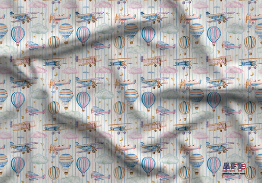 Preppy Sky Transportation Fabric - Shop now at American Fabric Prints