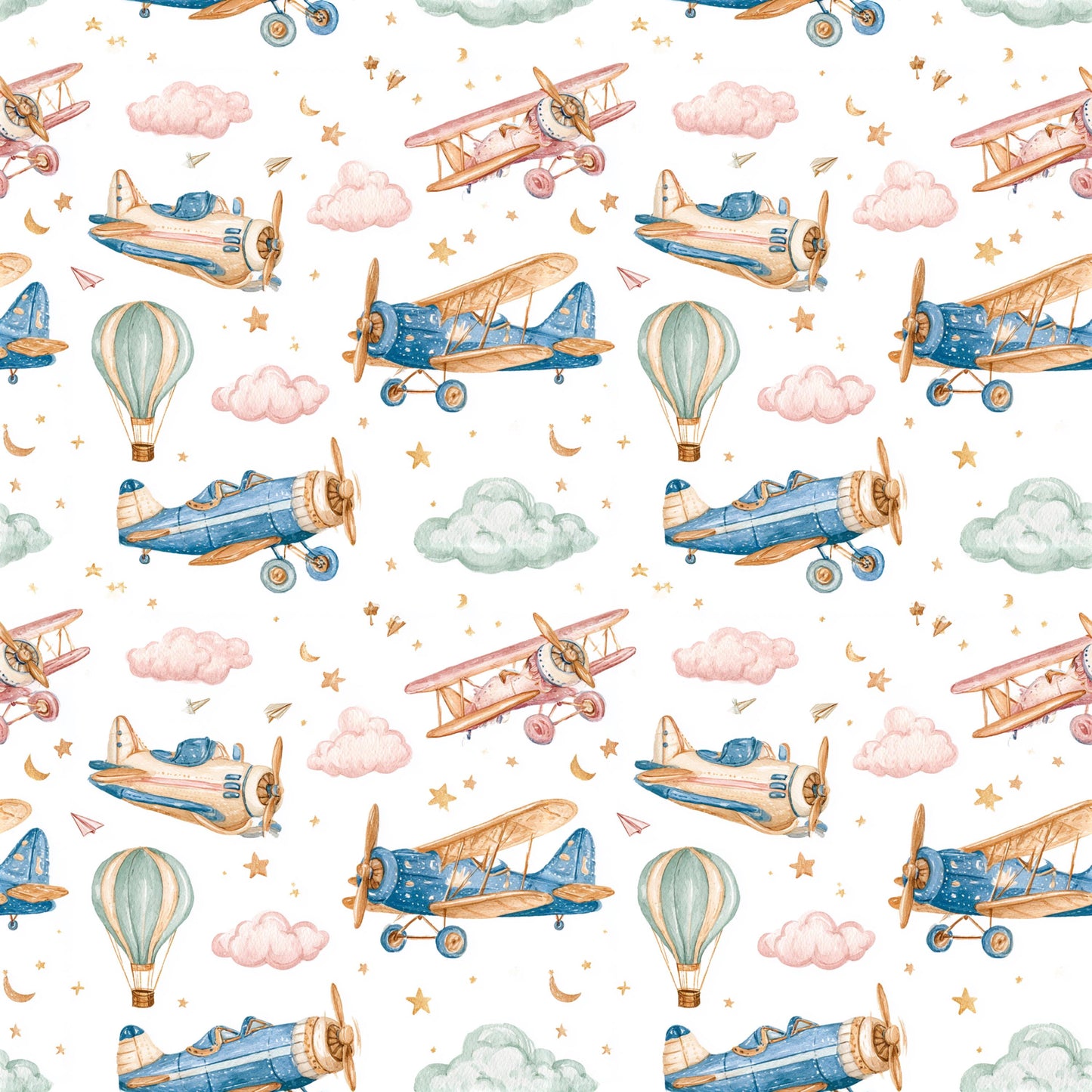 Preppy Nursery Air Planes Fabric - Shop now at American Fabric Prints