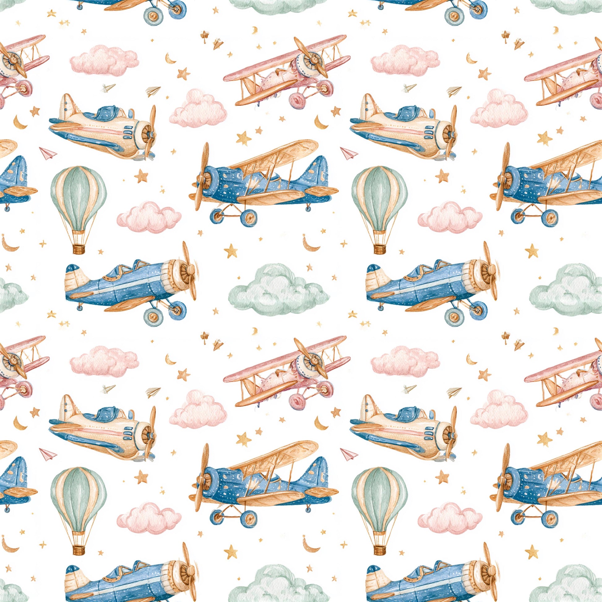 Preppy Nursery Air Planes Fabric - Shop now at American Fabric Prints