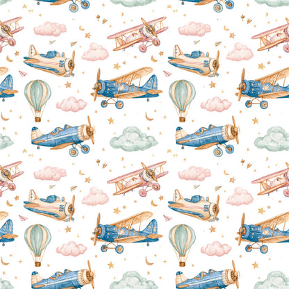 Preppy Nursery Air Planes Fabric - Shop now at American Fabric Prints