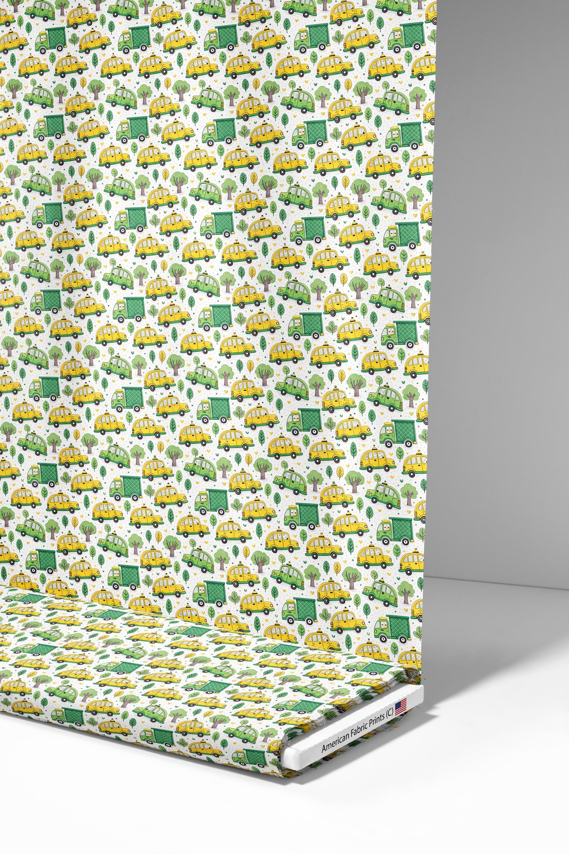 Taxis+Trucks Fabric - Shop now at American Fabric Prints