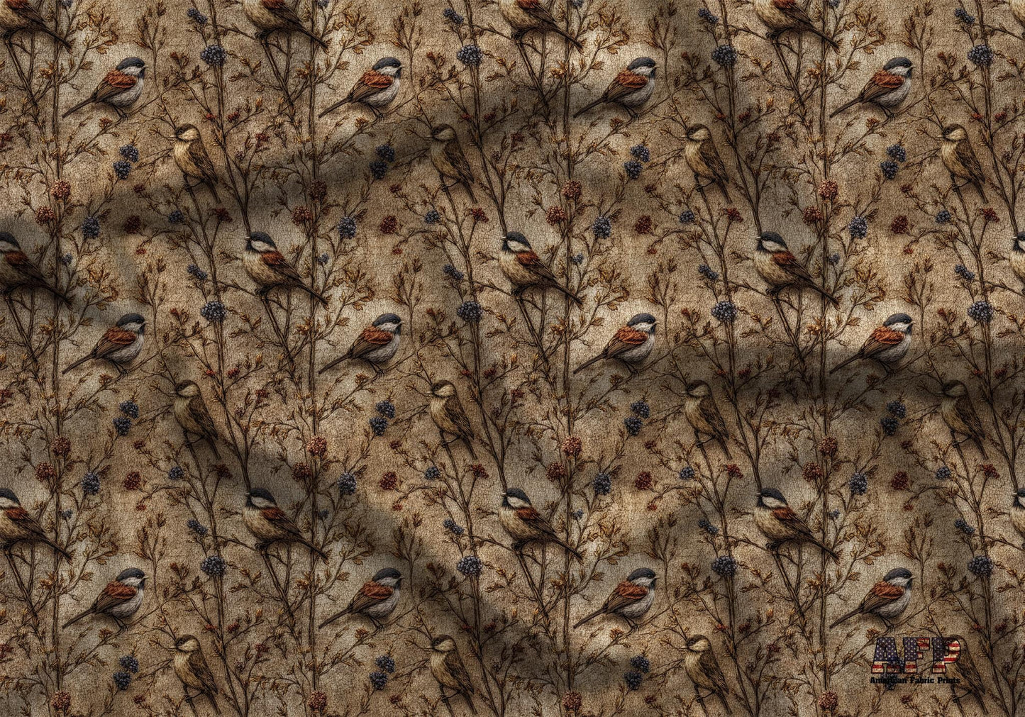 Primitive Folk Art Birds Fabric - Shop now at American Fabric Prints