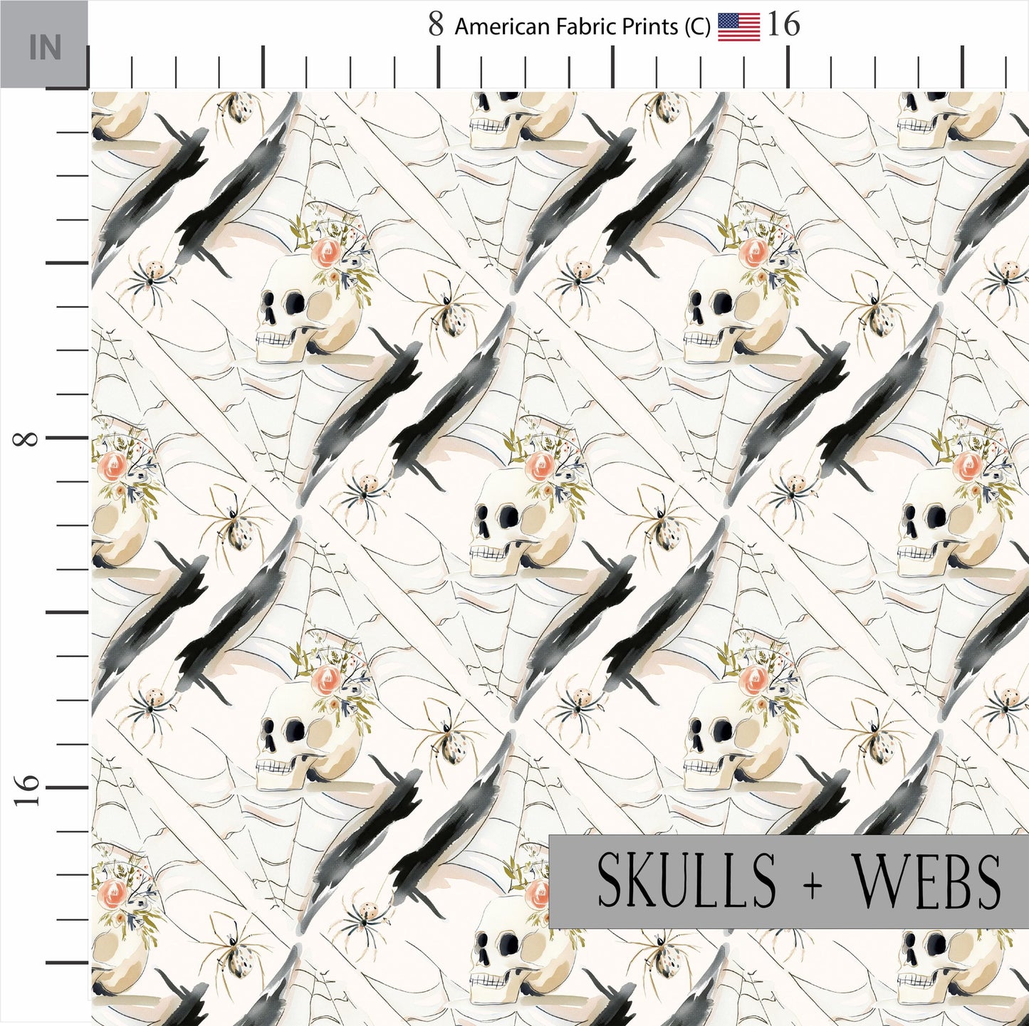 Whimsical Halloween Quilt Fabric | Halloween Fabric | Costume Fabric | Cotton Quilt | Cotton Baby Fabric | by American Fabric Prints | Skull