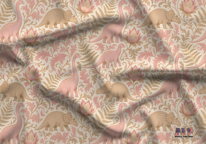Pink Dinosaur Damask Fabric - Shop now at American Fabric Prints
