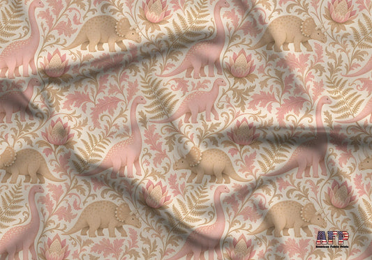 Pink Dinosaur Damask Fabric - Shop now at American Fabric Prints