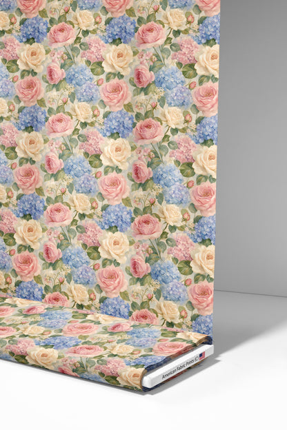 Blush Rose Hydrangea Floral Fabric - Shop now at American Fabric Prints
