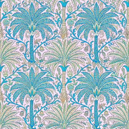 Blue and Green Palm Trees Fabric - Shop now at American Fabric Prints