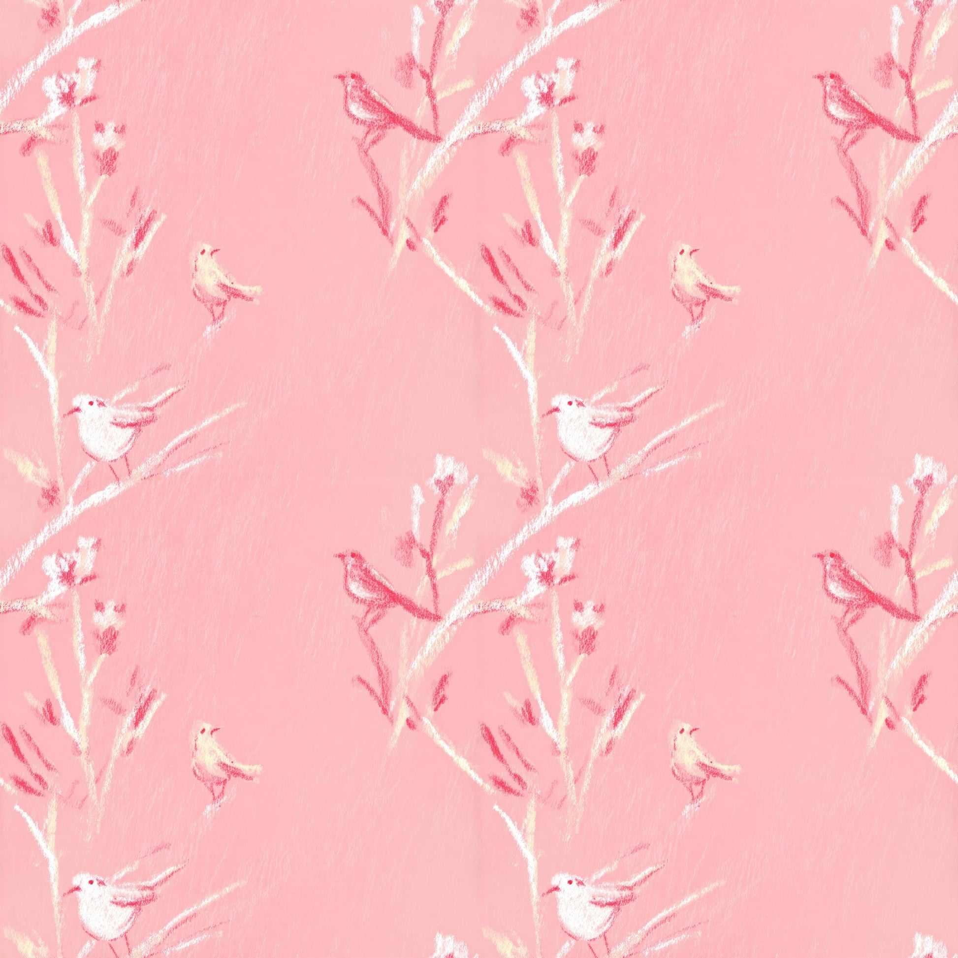 Sketchy Pink Birds Fabric - Shop now at American Fabric Prints