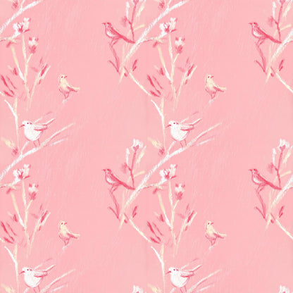 Sketchy Pink Birds Fabric - Shop now at American Fabric Prints