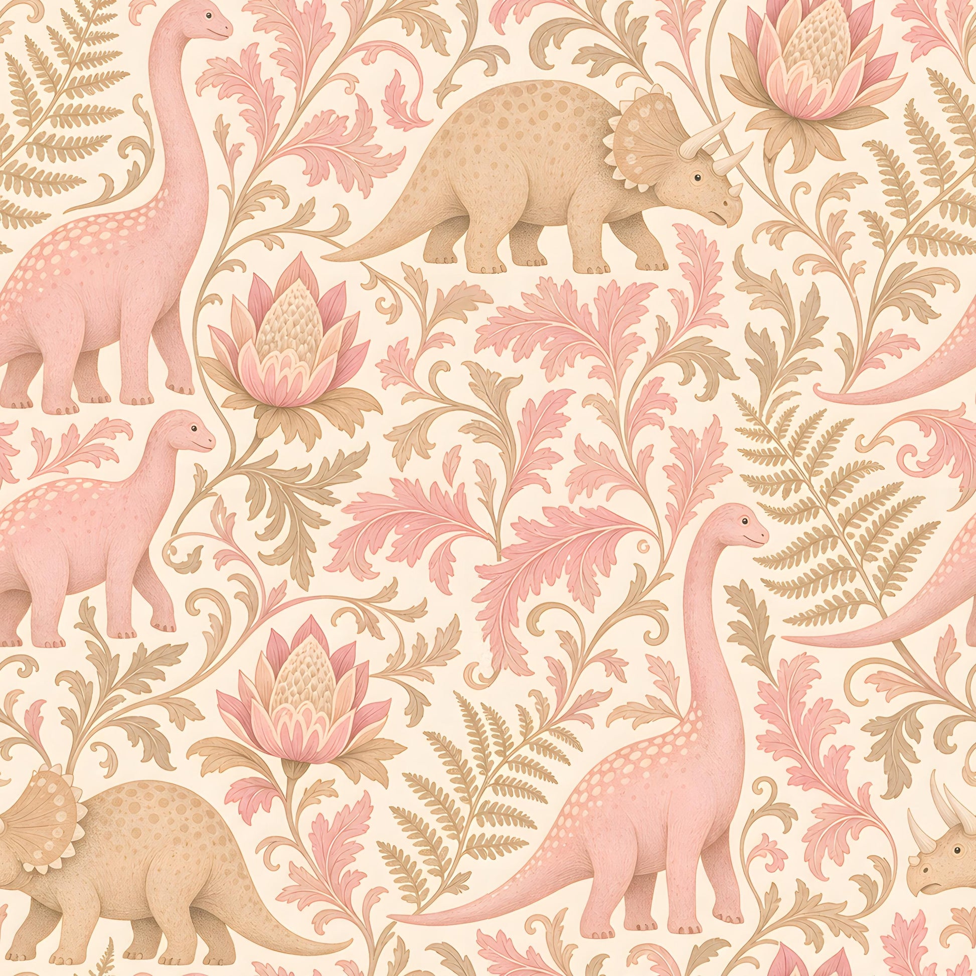 Pink Dinosaur Damask Fabric - Shop now at American Fabric Prints
