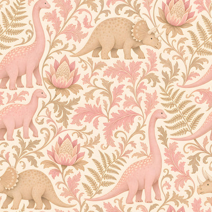 Pink Dinosaur Damask Fabric - Shop now at American Fabric Prints