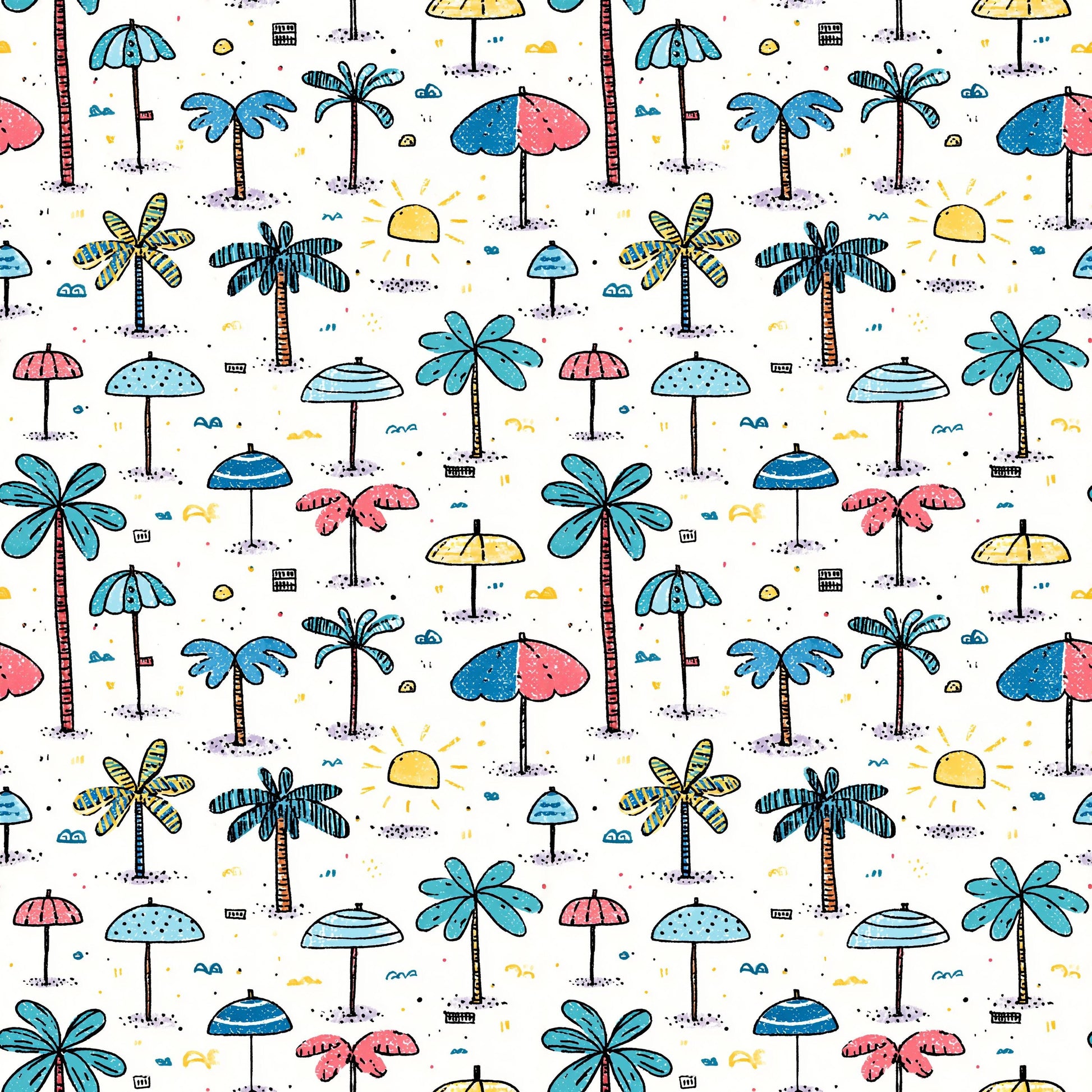 Doodle Beach Front Fabric - Shop now at American Fabric Prints