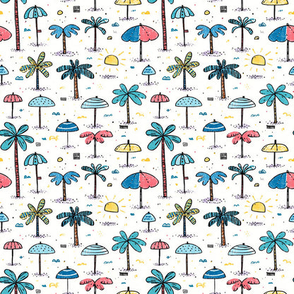 Doodle Beach Front Fabric - Shop now at American Fabric Prints