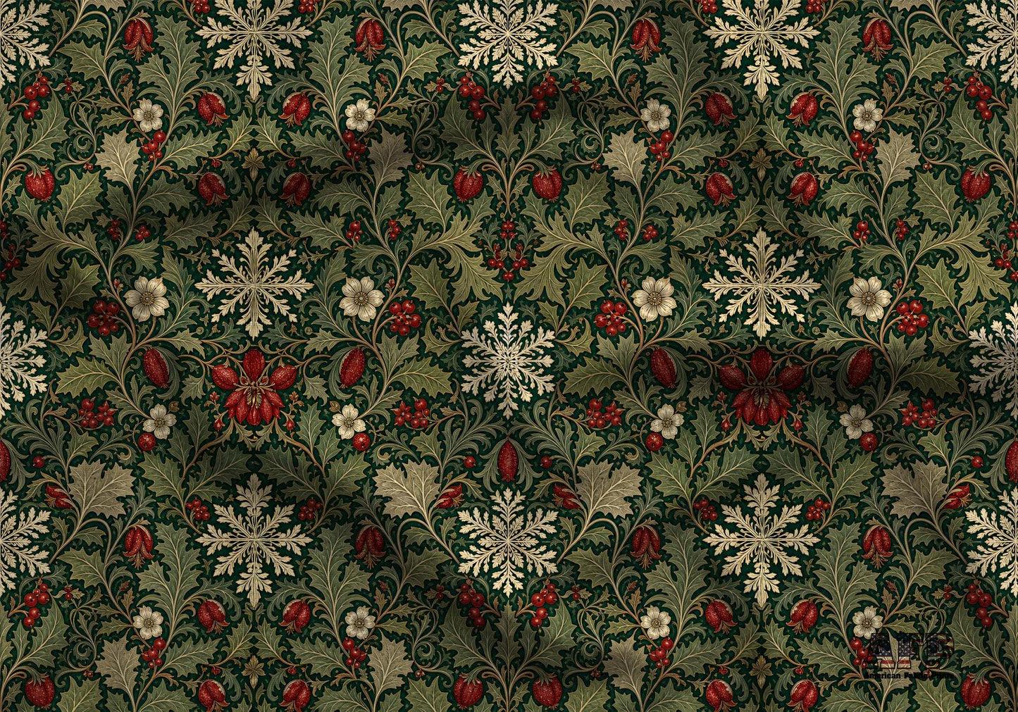 Victoriam Botanical Christmas Fabric - Shop now at American Fabric Prints