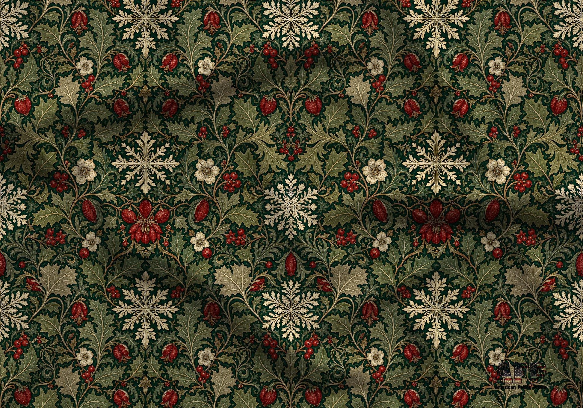 Victoriam Botanical Christmas Fabric - Shop now at American Fabric Prints