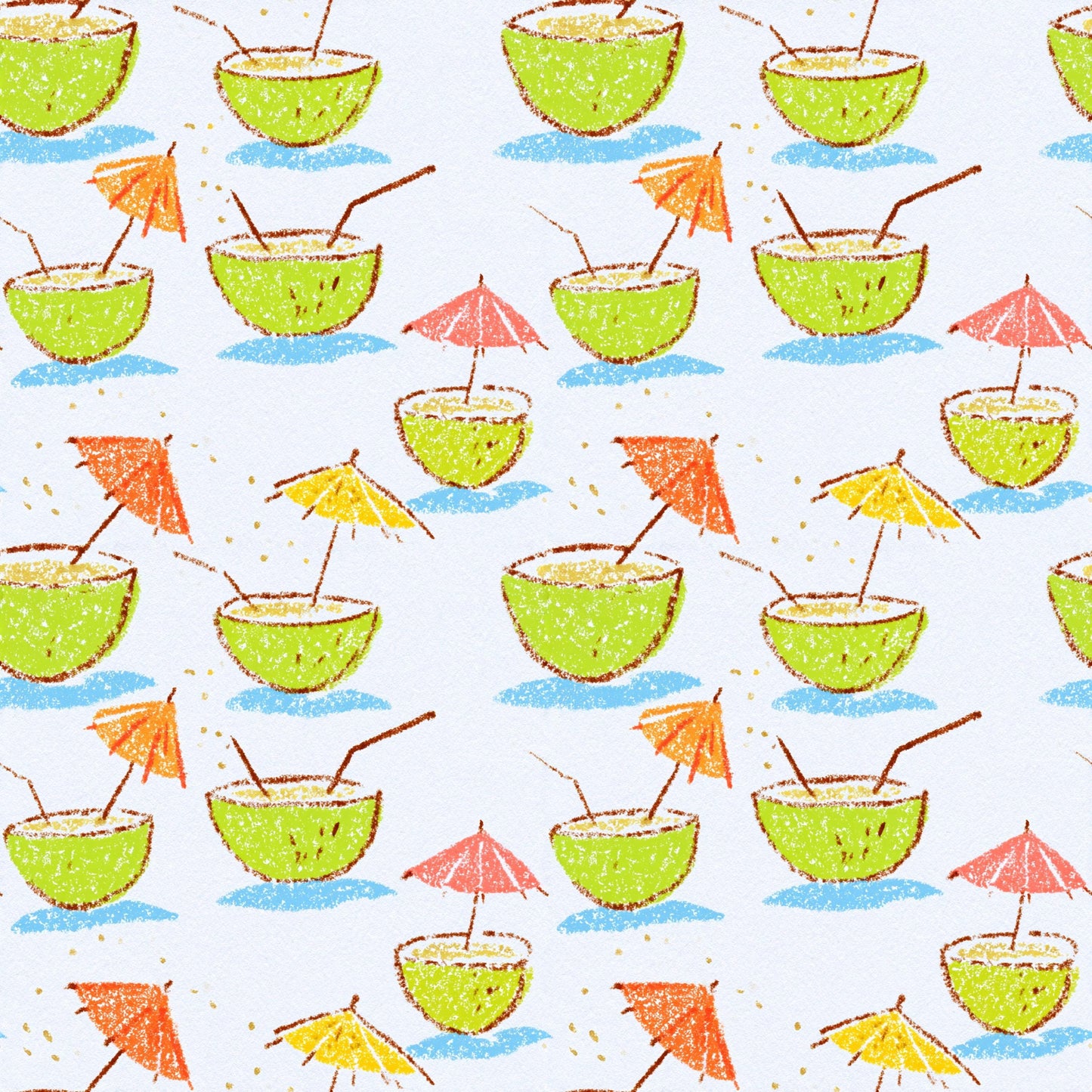 Doodle Coconut Drinks Fabric - Shop now at American Fabric Prints