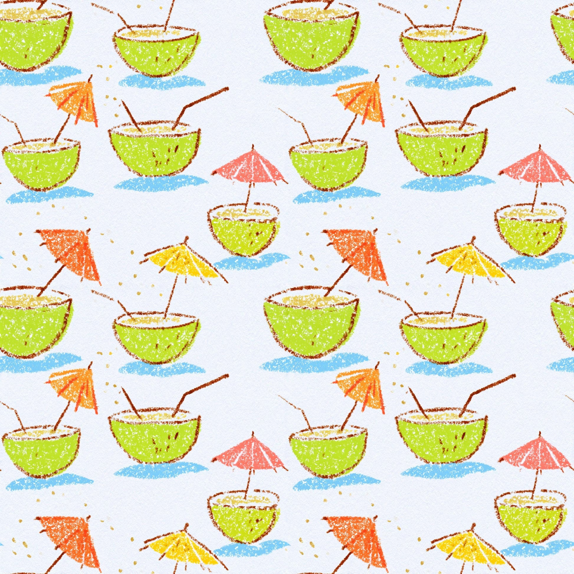 Doodle Coconut Drinks Fabric - Shop now at American Fabric Prints