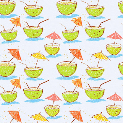 Doodle Coconut Drinks Fabric - Shop now at American Fabric Prints