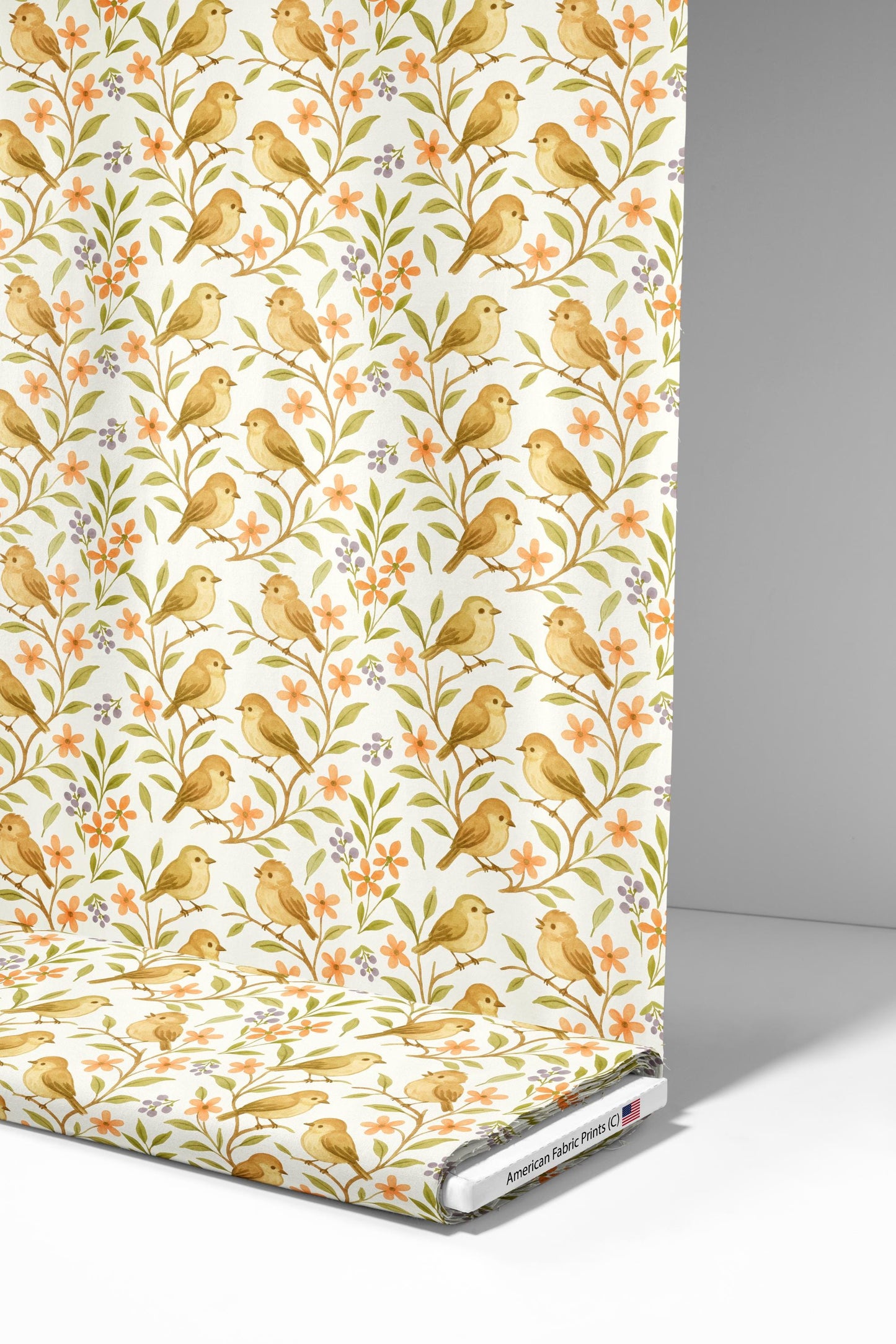 Little Birds Floral Fabric - Shop now at American Fabric Prints