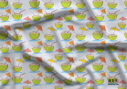 Doodle Coconut Drinks Fabric - Shop now at American Fabric Prints