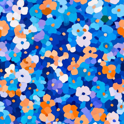 Blue Abstract Florals Fabric - Shop now at American Fabric Prints