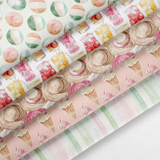 Summer Quilt Fabric Coordinates | Beach Fabric Bundle | Summer Themed Cotton Fabric | Beach Fabric | Made in USA | American Fabric Prints