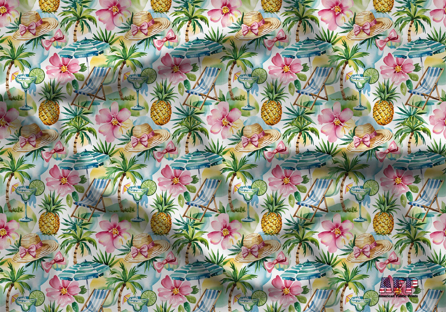 Preppy Watercolor Vacation Fabric - Shop now at American Fabric Prints