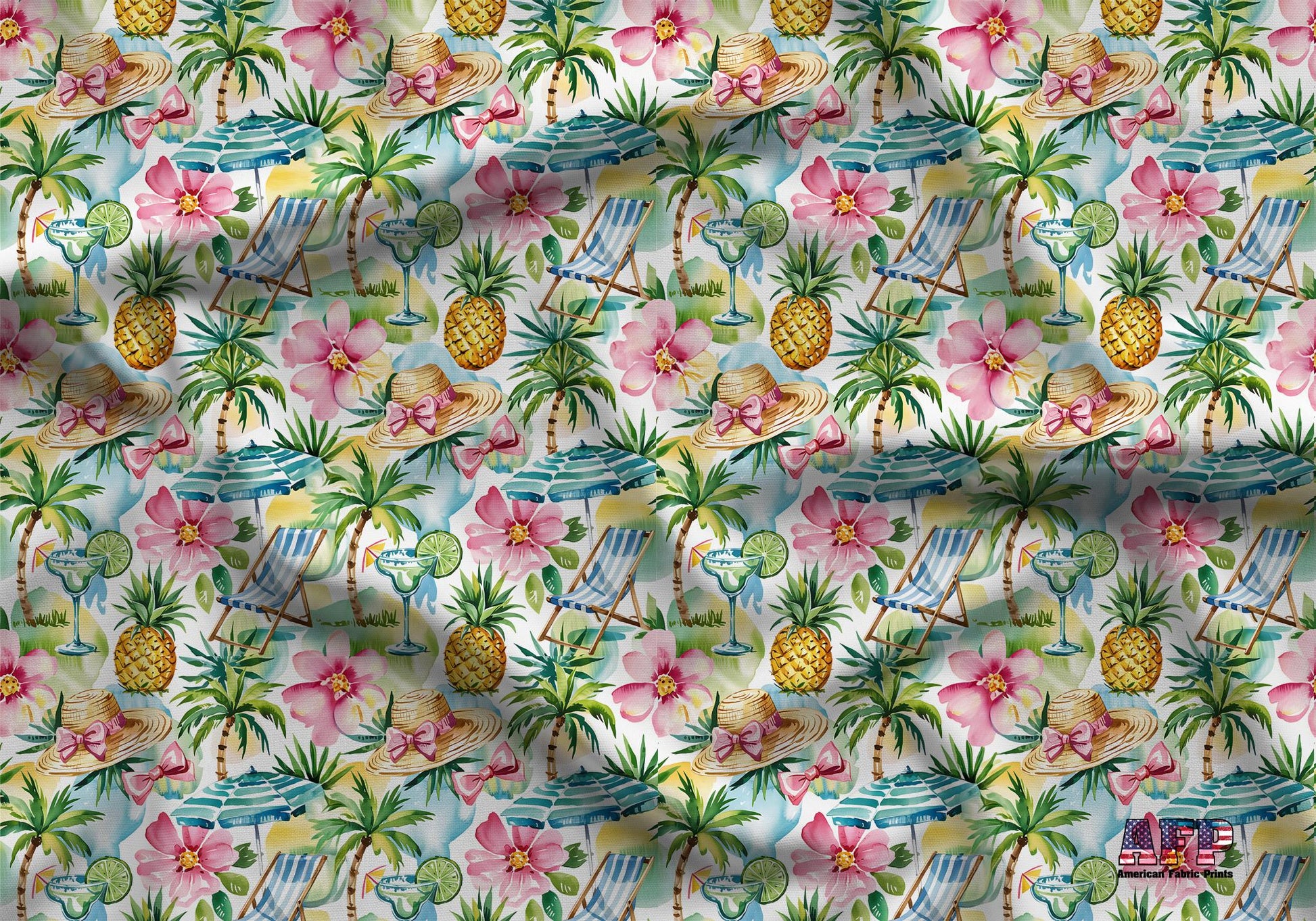 Preppy Watercolor Vacation Fabric - Shop now at American Fabric Prints