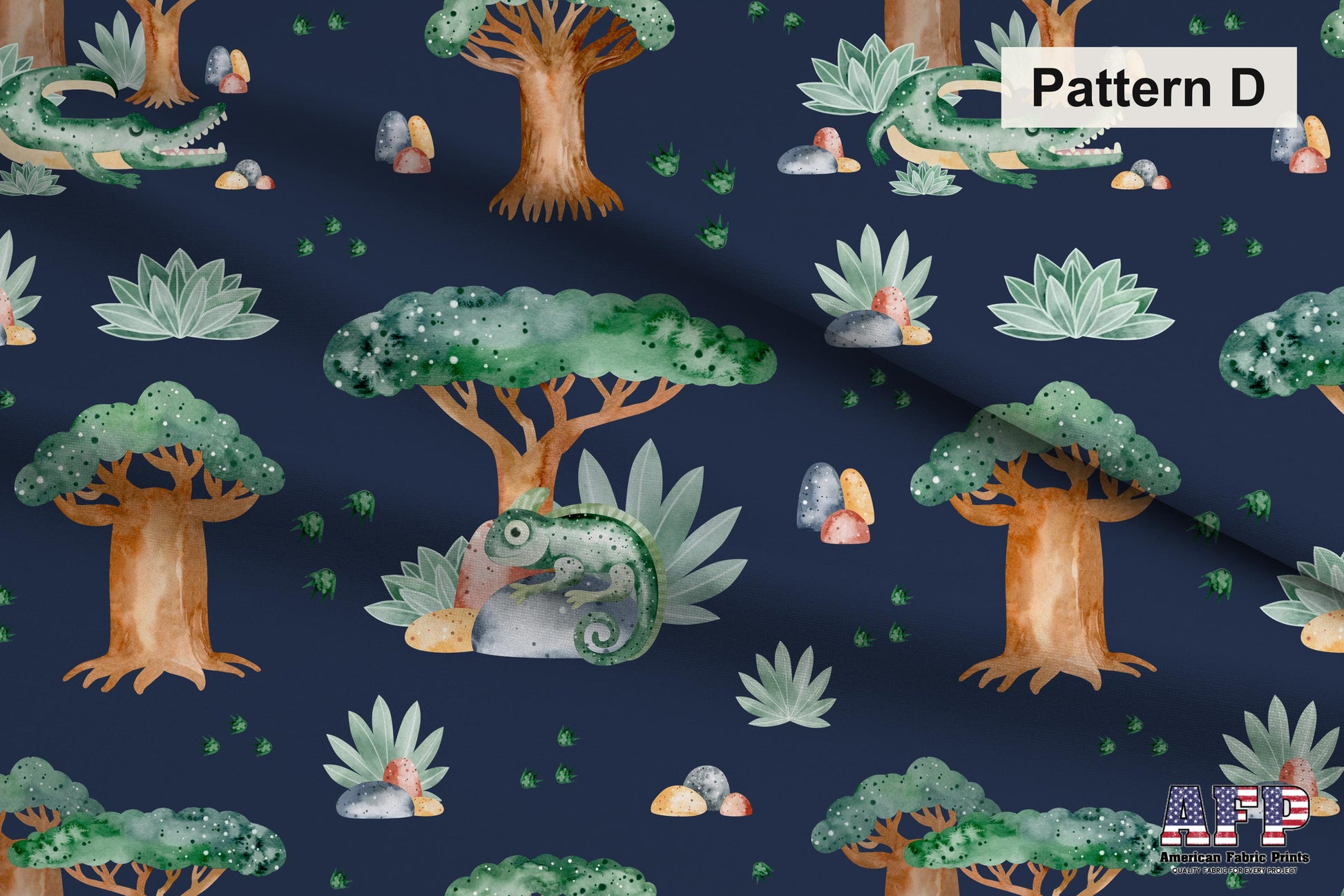 Safari Animals Navy Fabric Collection. Shop now at American Fabric Prints.