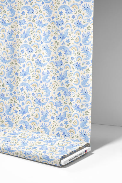 Blue Axolotl Rainbow Fabric - Shop now at American Fabric Prints