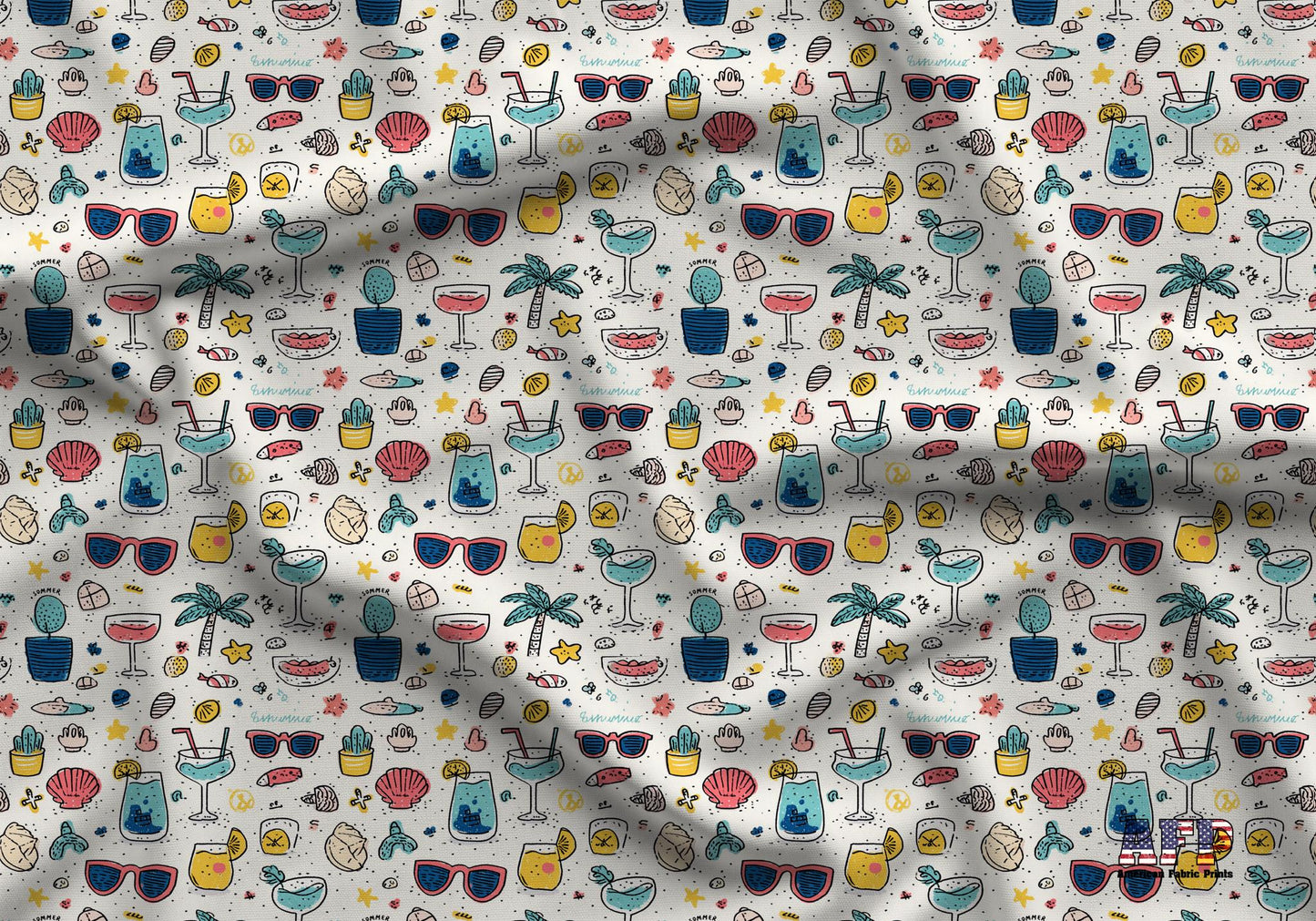 Doodle Beach Fabric - Shop now at American Fabric Prints