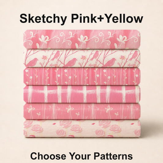 Sketchy Pink+Yellow Fabric Bundle Set - Shop now at American Fabric Prints