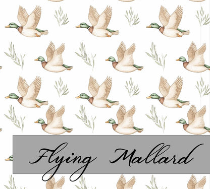 Mallard Duck Fabric | Premium Cotton Quilt Fabric | Flying Mallard Duck on Quilting Cotton | Made in the USA | American Fabric Prints
