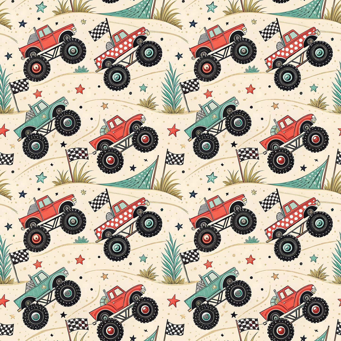 Monster Trucks Fabric - Shop now at American Fabric Prints