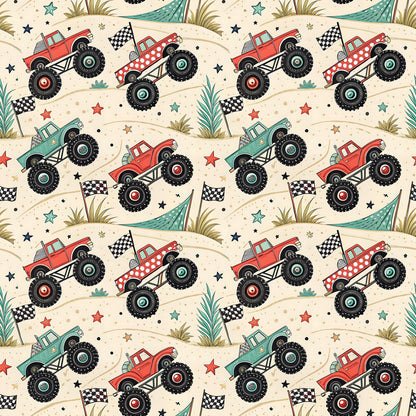 Monster Trucks Fabric - Shop now at American Fabric Prints