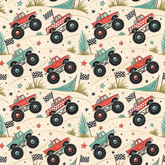 Monster Trucks Fabric - Shop now at American Fabric Prints