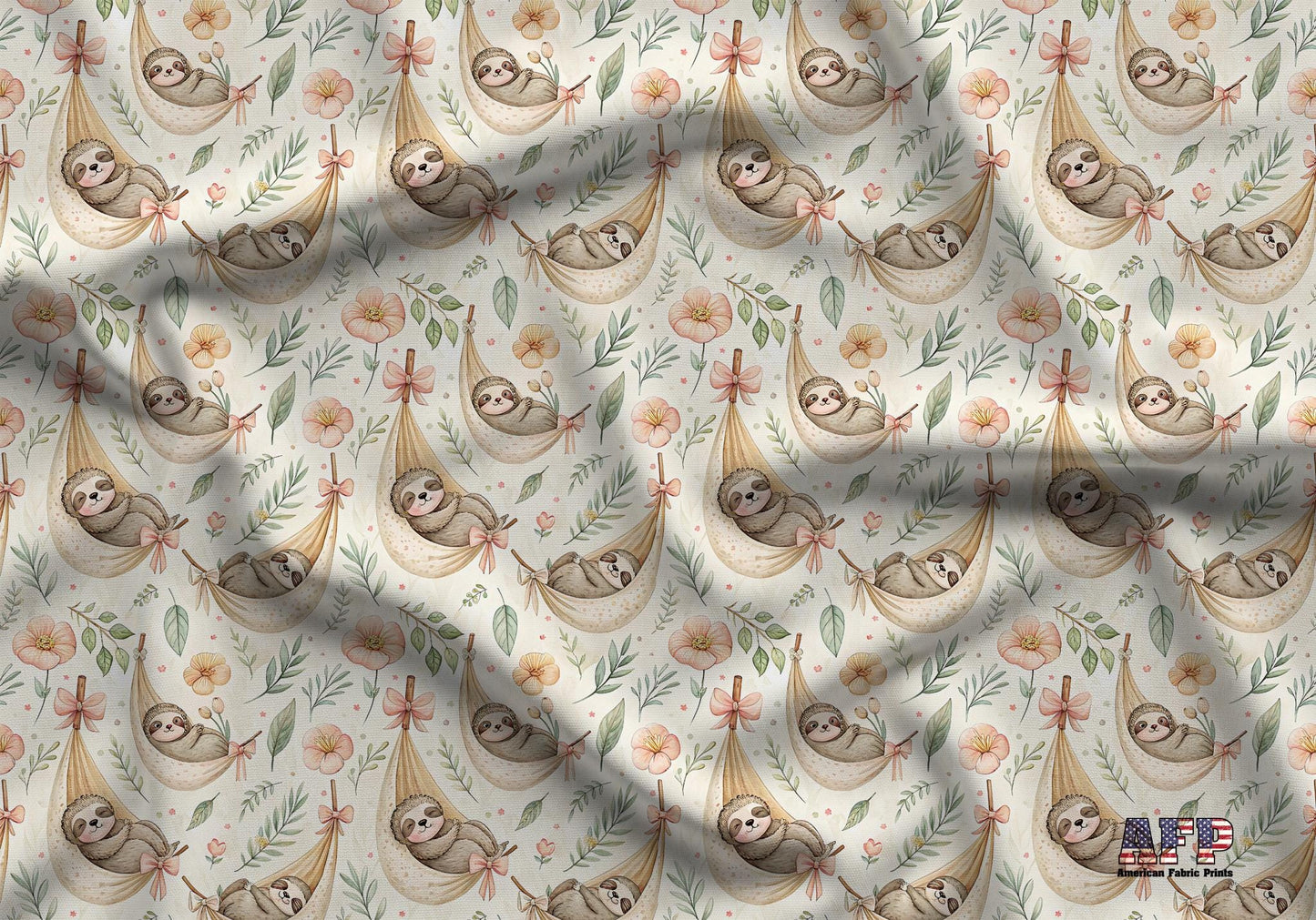 Sloths in Hammocks Fabric - Shop now at American Fabric Prints