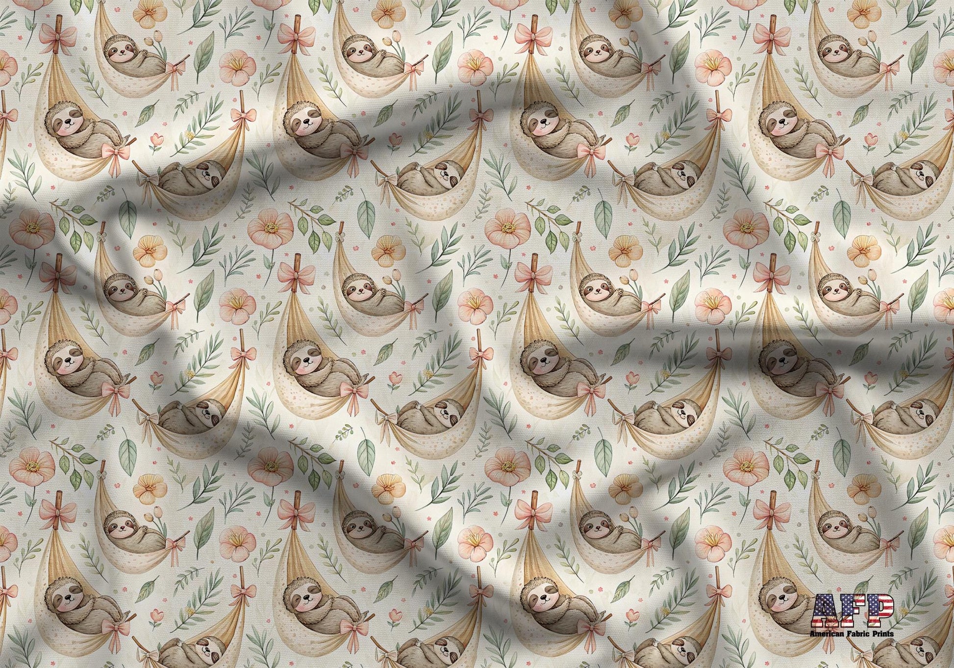 Sloths in Hammocks Fabric - Shop now at American Fabric Prints