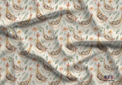 Sloths in Hammocks Fabric - Shop now at American Fabric Prints
