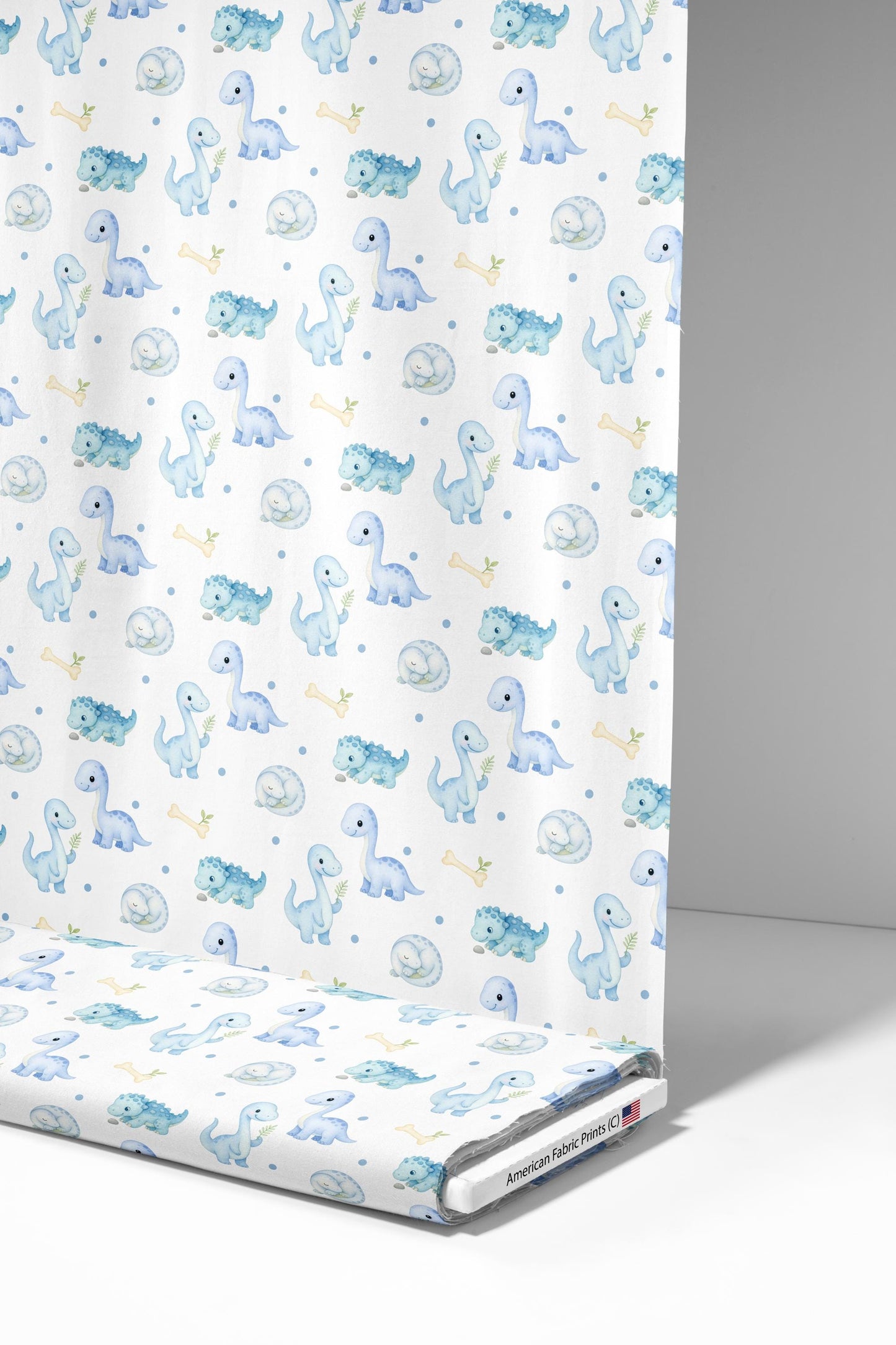 Tiny Blue Dinosaurs Fabric - Shop now at American Fabric Prints