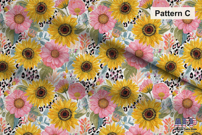 Sunflower Leopard Fabric Bundle Set - Shop now at American Fabric Prints