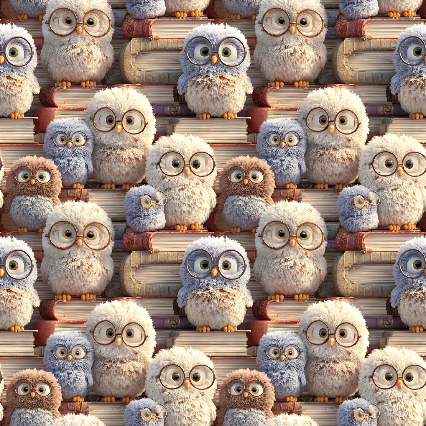 3D Book Owl Fabric - Shop now at American Fabric Prints