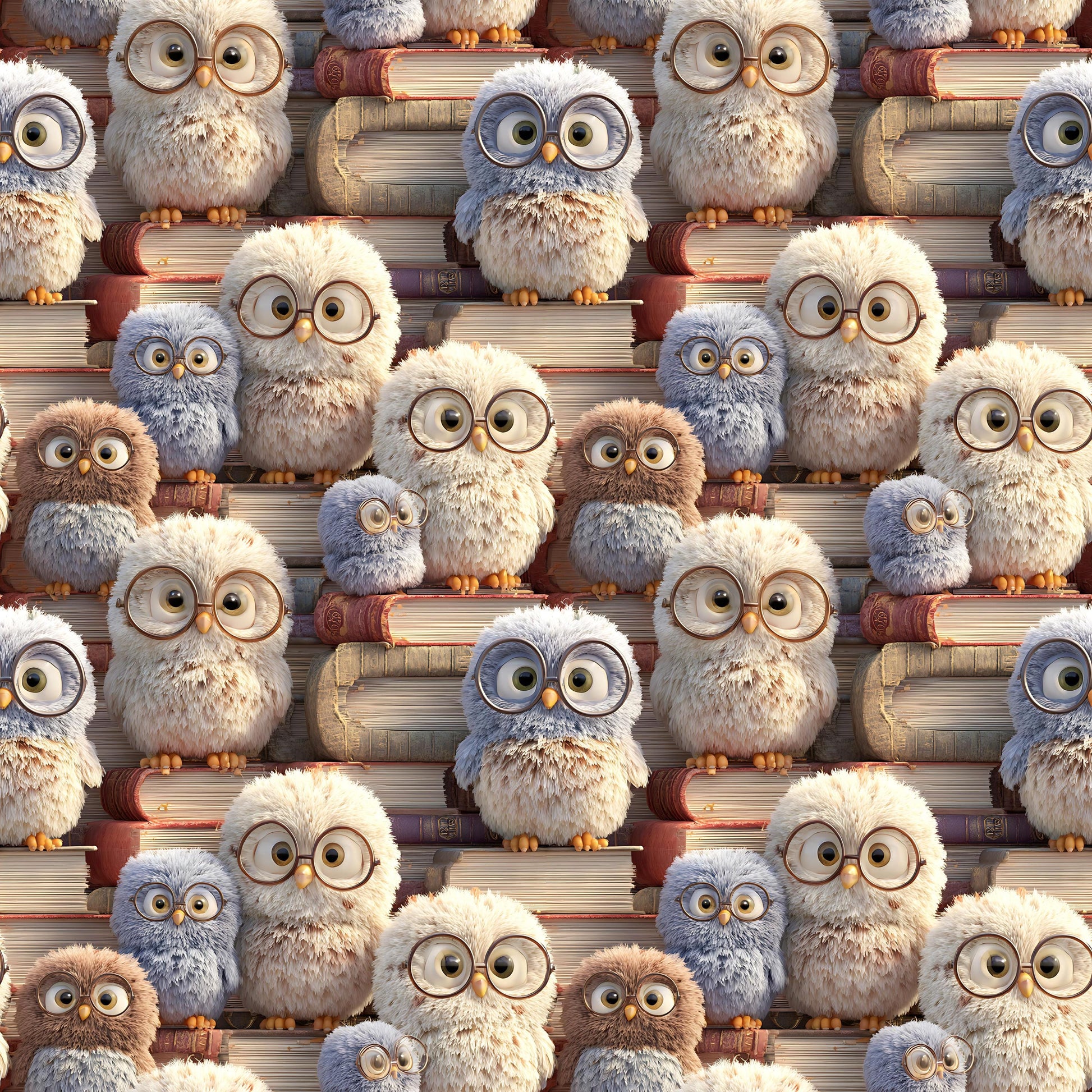 3D Book Owl Fabric - Shop now at American Fabric Prints