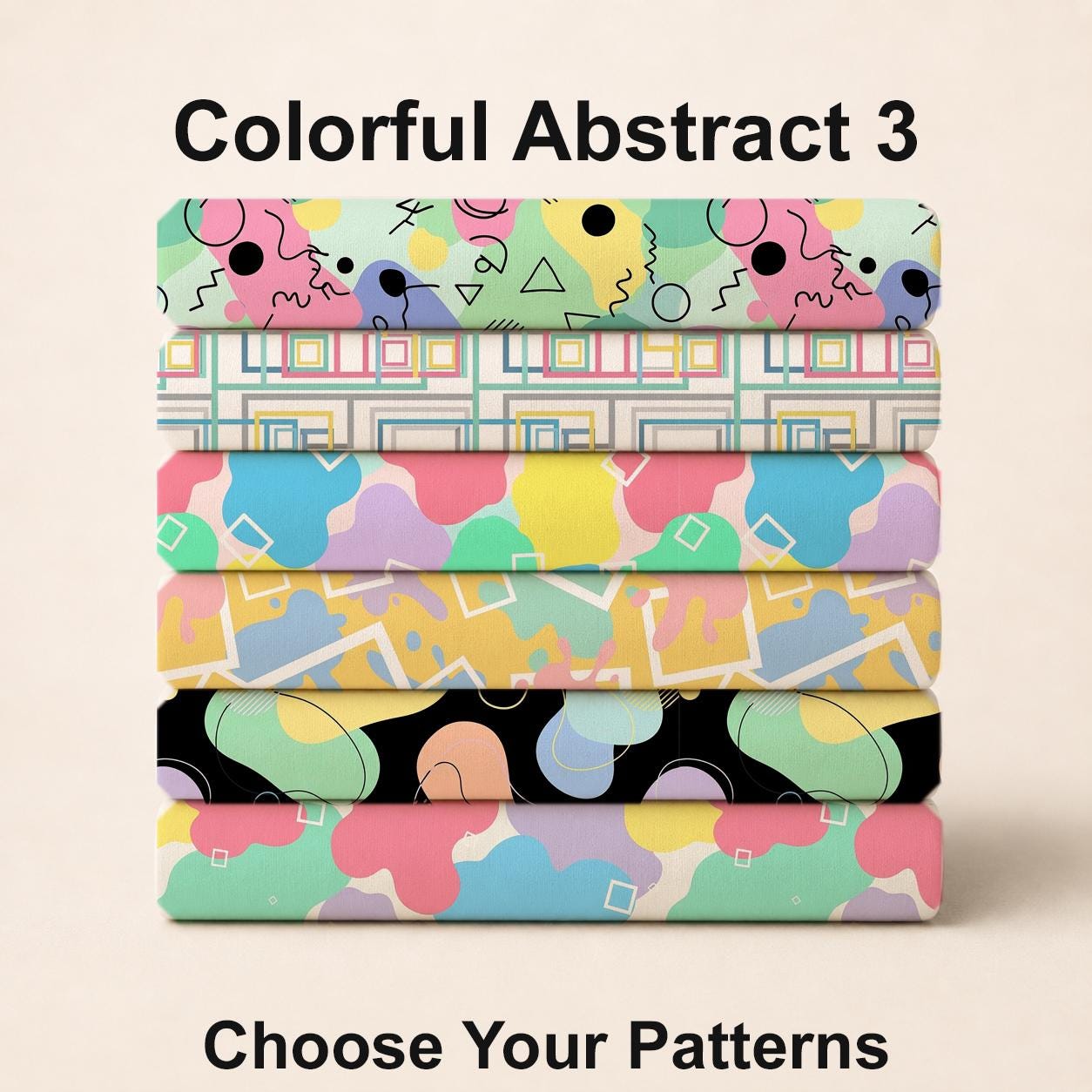 Colorful Abstract 3 Fabric Bundle Set - Shop now at American Fabric Prints