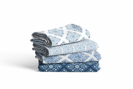 Elegant Blue Floral Quilting Fabric | Dutch Fabric Patterns | Choose Your Patterns | Fabric by the Yard | by American Fabric Prints | Hearts