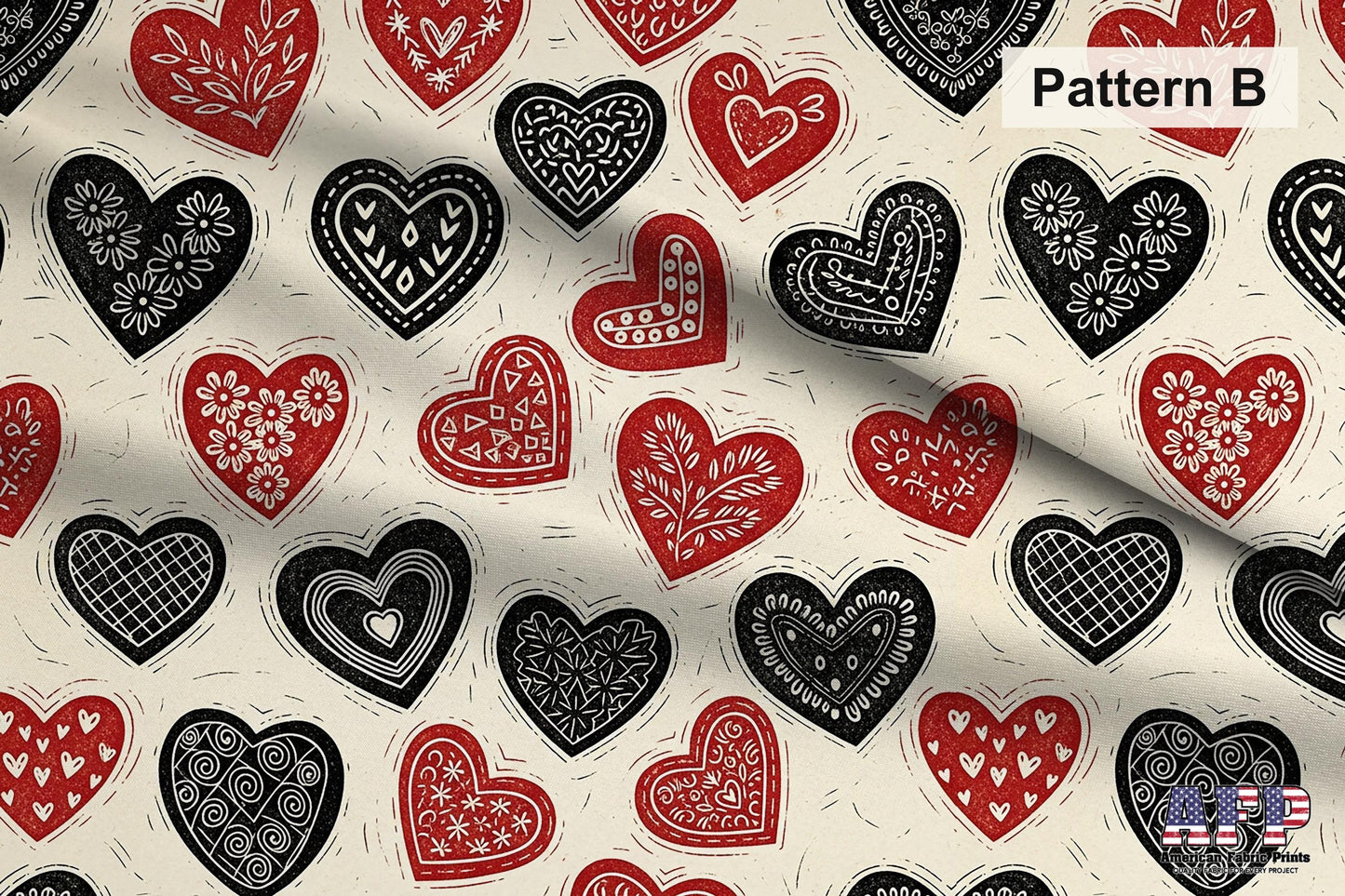 Black + Red Hearts 2 Fabric Bundle Set - Shop now at American Fabric Prints