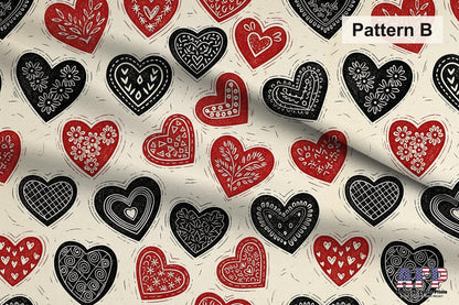 Black + Red Hearts 2 Fabric Bundle Set - Shop now at American Fabric Prints