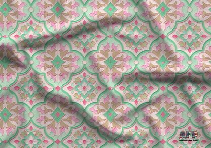 Mint Pink Damask Fabric - Shop now at American Fabric Prints